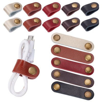 DELORIGIN 20PCS Cable Ties Leather Cord Organizer Reusable Cable Straps with Iron Snap Button Cord Keeper for Travel Office Home Charger Cord Headphone Power Cord Holder Christmas Light Storage