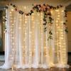 10FT Pearl White Tulle Backdrop Curtain with Lights String for Parites, Sheer Backdrop Curtains for Wedding Baby Shower Birthday Party Photo Shoot Decorations (2 Panels 10ftx5ft) view 1