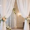 10FT Pearl White Tulle Backdrop Curtain with Lights String for Parites, Sheer Backdrop Curtains for Wedding Baby Shower Birthday Party Photo Shoot Decorations (2 Panels 10ftx5ft) view 4