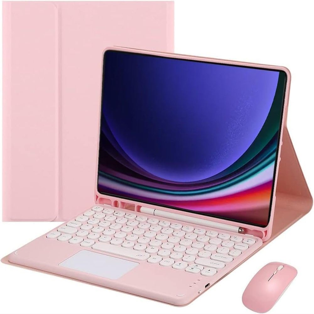 Aidashine Keyboard Case for Amazon Kindle Fire HD 10&10 Plus (2021&2023) 10.1 inch- Multi-Touch Trackpad, Detachable Wireless Keyboard Folio Tablet Case,Pink