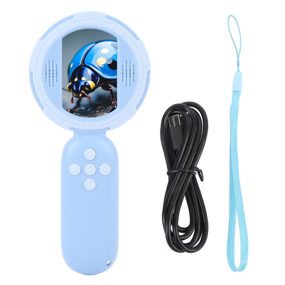 Portable Digital Microscope, 1MP 4X Digital Zoom Macro Handheld Microscope 2.0 Inch Screen with 8 LED Lights
