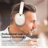 GZLMMY Foldable Wireless Headphones, Over-Ear Bluetooth Headphones with Built-in Microphone (Off-White) view 3