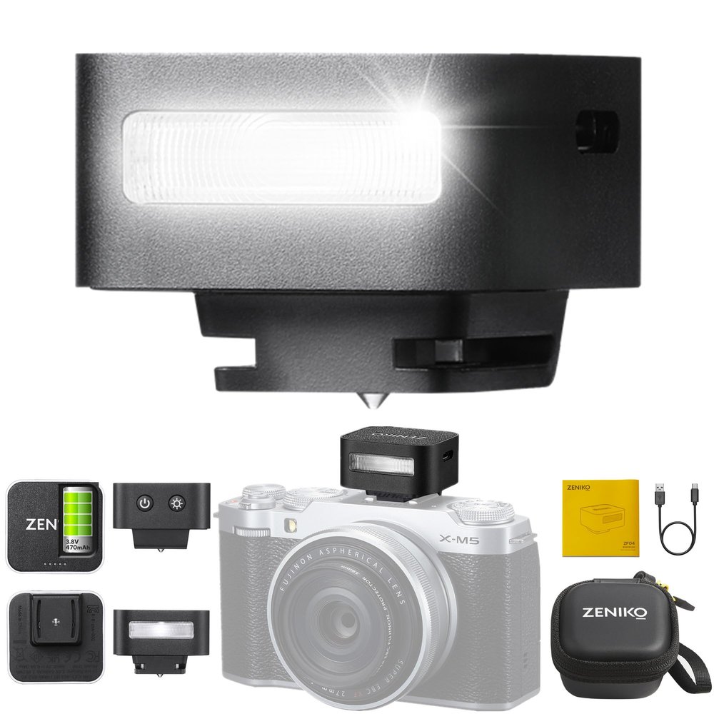 Zeniko ZF08 Flash for Camera w/Flash Height Booster, GN16, CCT 6500k 200k, Universal Hot Shoe Mount, 3s Fast Recycling, Full Power Camera Flashes for Sony/Canon/Nikon/Panasonic/Olympus (Black)