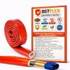2"(51mm) ID Heat Shielded Fire Thermo Armor Fire Sleeve Silicone Coated Fiberglass for Automotive Hose Lines & Electrical Wiring Red, 5 feet view 1