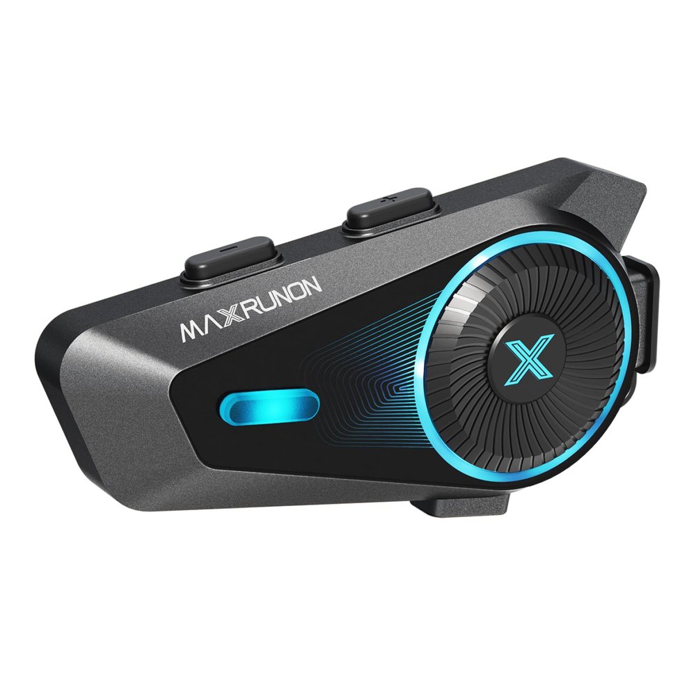 MAXRUNON D10 Motorcycle Helmet Bluetooth Headset, V5.4, Motorcycle Helmet Intercom for Groups, AI Voice Control/Universal Pairing/ENC Noise Cancellation/FM Radio/IPX7 Waterproof, Fits Snowmobile/ATV