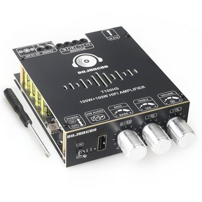 T100HS Power Amplifier Board with Subwoofer 2.0 Channel 100W2, TPA3221 Chip 12V-30V Audio Power Amplifier with Treble and Bass Control