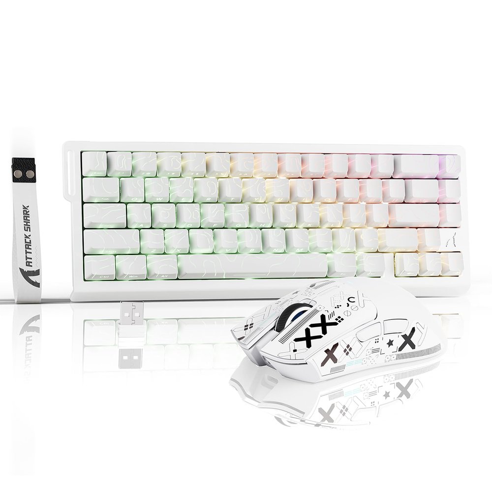 ATTACK SHARK X68HE PRO Rapid Trigger Wireless Gaming Keyboard and X11 Mouse, 8K Polling Rate,Hall Effect Magnetic Switch Keyboard, Tri-Mode Mouse with Magnetic Charging Dock, 22000 DPI for PC Mac