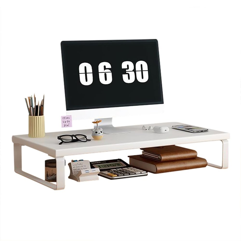 CAKERS Computer Monitor Stand|Ergonomic Desk Riser|Sturdy Desktop Organizer Shelf|Multi-Purpose Desktop Storage Accessories,White,40x20x8cm(15.7x7.8x3.1in)