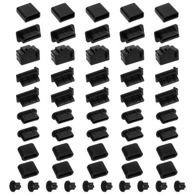 55Pcs USB Port Caps Silicone USB Port Cover Protector Dust Plug
