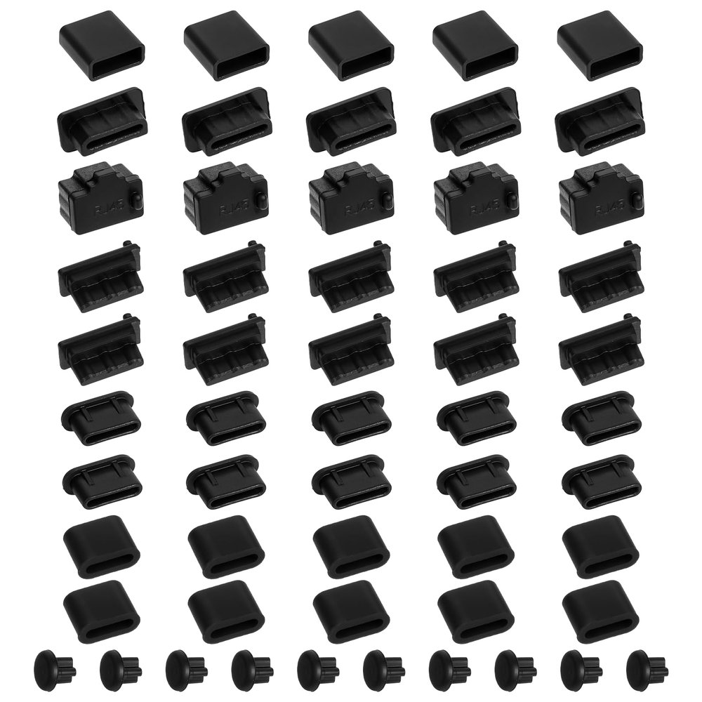 55Pcs USB Port Caps Silicone USB Port Cover Protector Dust Plug