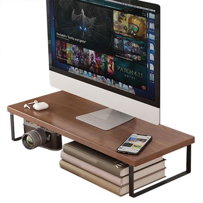 CAKERS Computer Monitor Stand|Ergonomic Desk Riser|Sturdy Desktop Organizer Shelf|Multi-Purpose Desktop Storage Accessories,Dark Brown,40x20x15cm(15.7x7.8x5.9in)