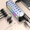 for USB 3.0 Hub, 7-Port RGB Hub with LED Strip,Dynamic Modes,Switches, Aluminum Case Hub for PC,Laptops EU Plug view 1