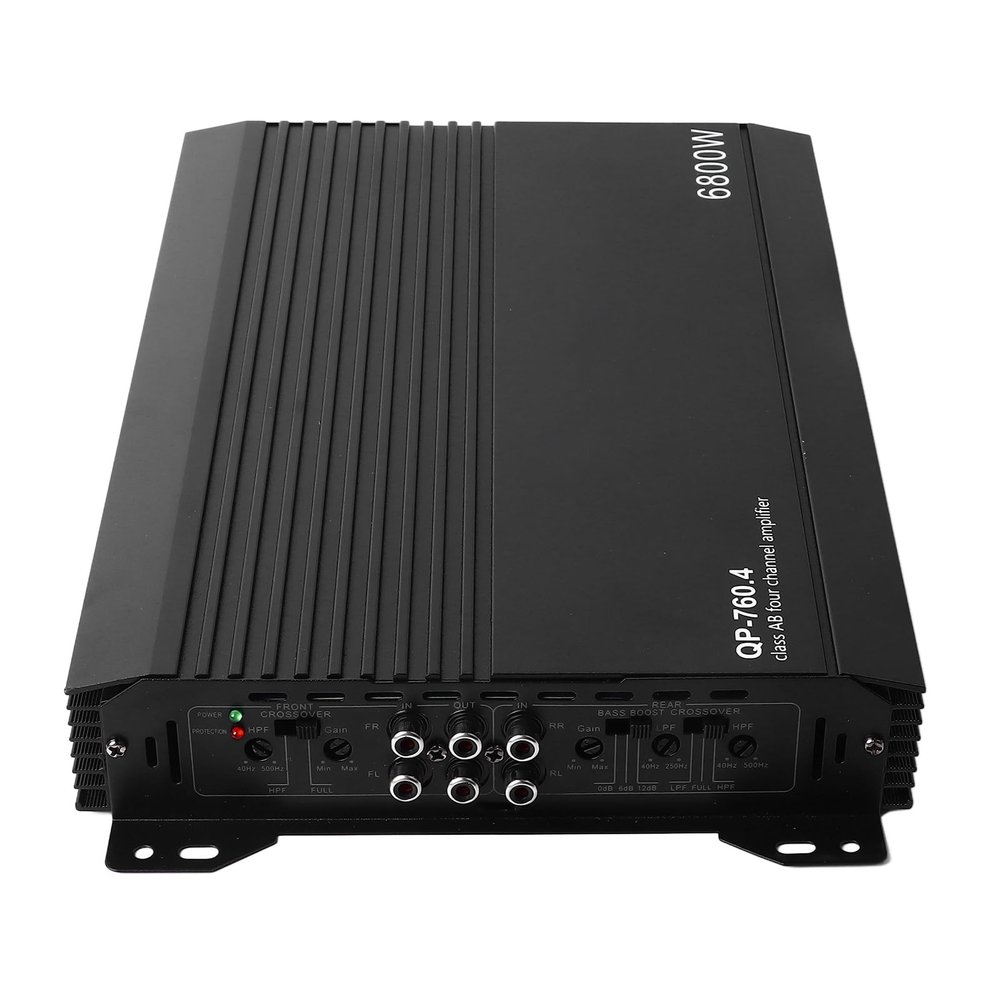 Akozon HighPerformance 4 Channel Car Stereo Amplifier with Efficient Cooling System, Terminals, Safety Copper, Dual Coils Transformer, and HighCapacity Capacitors