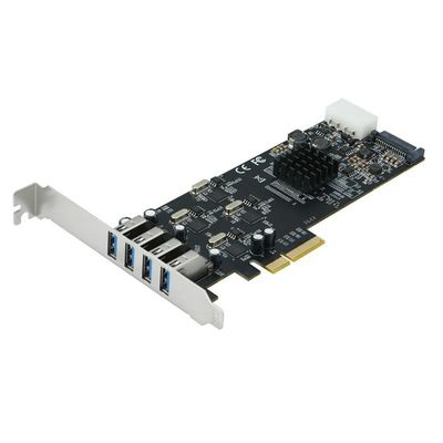 for Pcie 4 Ports USB3.0 Expansion Card 20G PCI-E to 4 Channels USB 3.0 Riser Card PCI Express Adapter Card