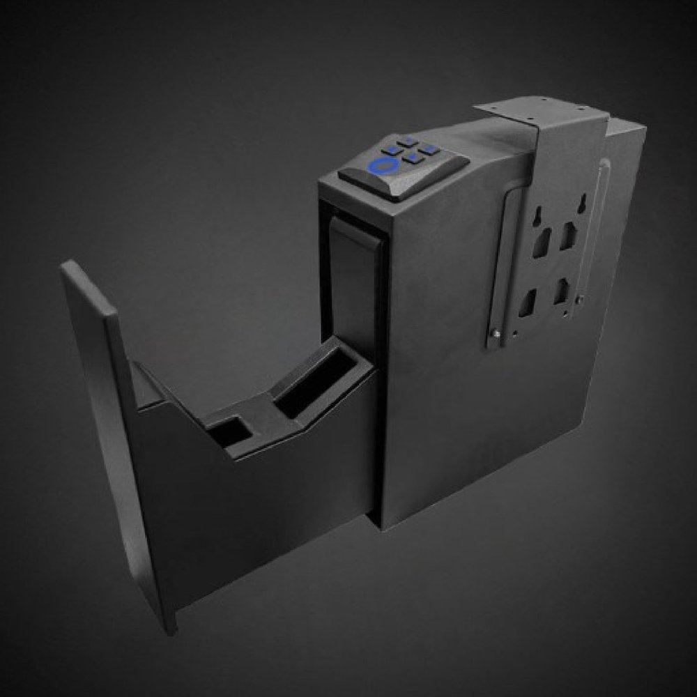 Biometric Bedside Gun Safe, Biometric Mounted Nightstand Quick Access Lock Box for Car Truck Desk Bedside Wall with Security Fingerprint Key Access