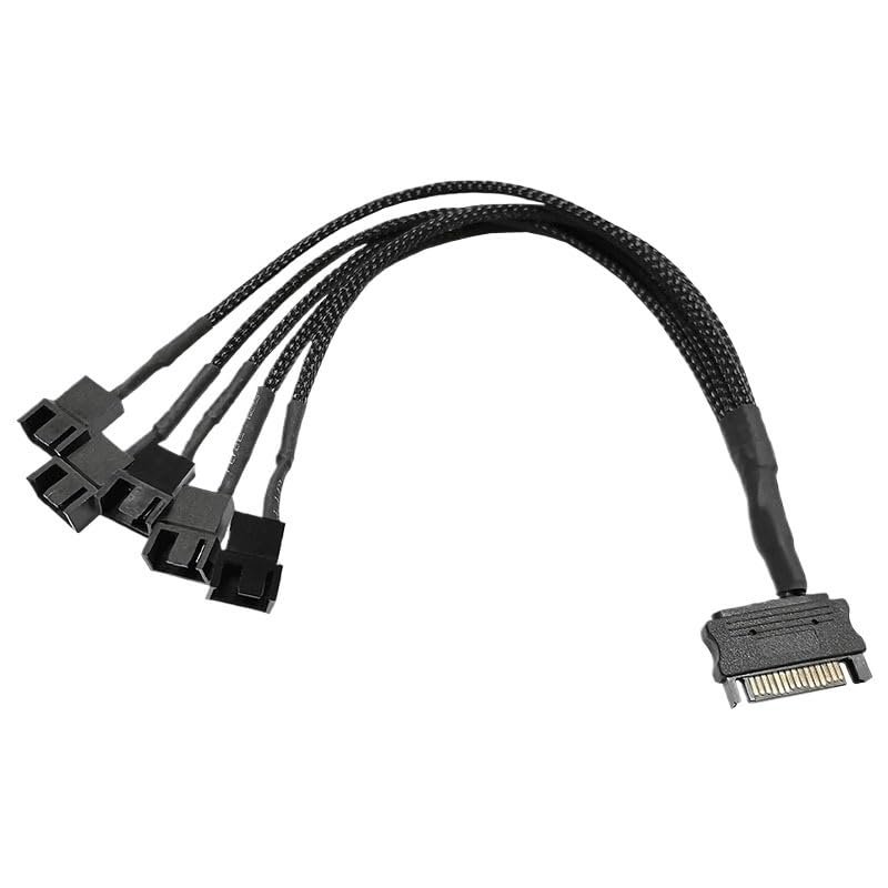 BOXUWFO HONGP Fan Extension Power Splitter Cable Connector PC 1 to 2 3 4 5 6 4-Pin Cooling Hub Splitter Cable 12V SATA Power Supply Adapter(1 to 5)