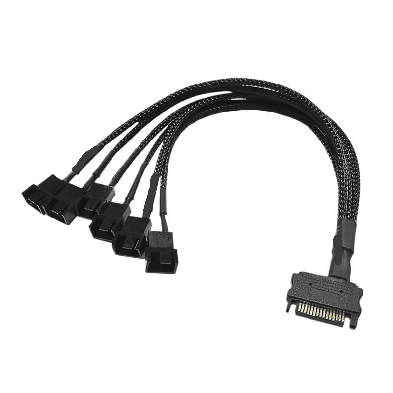 BOXUWFO HONGP Fan Extension Power Splitter Cable Connector PC 1 to 2 3 4 5 6 4-Pin Cooling Hub Splitter Cable 12V SATA Power Supply Adapter(1 to 6)