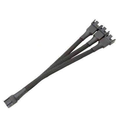 BOXUWFO HONGP 4-pin 1 to 3 Way PWM Fan Splitter Cable Cooled 1 to 3 Way Tap Sleeve Extension Braided Cable Extension Fan Connector
