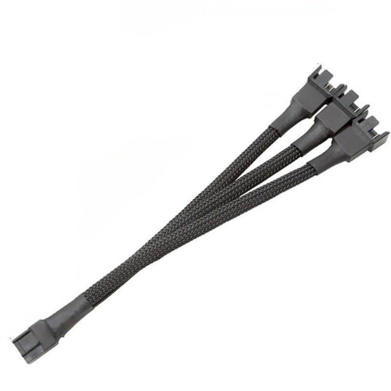 BOXUWFO HONGP 4-pin 1 to 3 Way PWM Fan Splitter Cable Cooled 1 to 3 Way Tap Sleeve Extension Braided Cable Extension Fan Connector