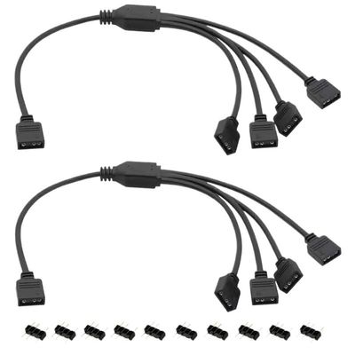 BOXUWFO HONGP 2Pcs ARGB Splitter Cable, 1-to-4 Female to Female 5V 3 Pin Addressable RGB Splitter Extension Cable ARGB Sync Cable