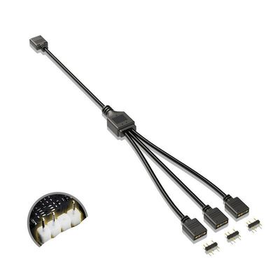 BOXUWFO HONGP 5V3 Pin Extension Cable Computer Main Board ON/E Point Four Hub ON/E Drag Two/Three Connection Expansion ARGB Splitter(One pointthree Black)