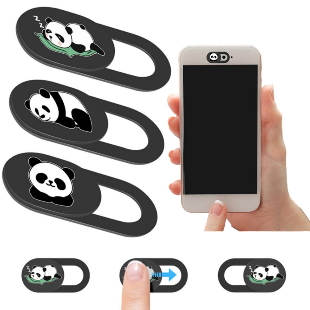 3 Pack Panda Webcam Cover Slide - Ultra Thin 0.66 Laptop Camera Cover with Slide Design, Strong Adhesive Privacy Protector for Computer, Smartphone, Tablet
