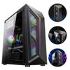 Angoily RGB ATX Computer Case with Tempered Side Panel Colorful Lighting and USB Port Gaming and Home Office Desktops view 3