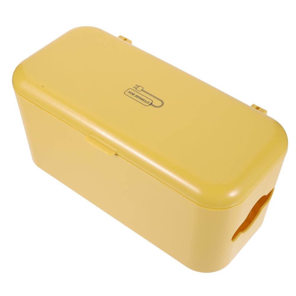 BRIGHTFUFU Wall-Mounted Cable Management Box Durable Wire Storage Organizer for Home Office Capacity Power Charger Case Yellow Tidy up Cords Plugs Efficiently