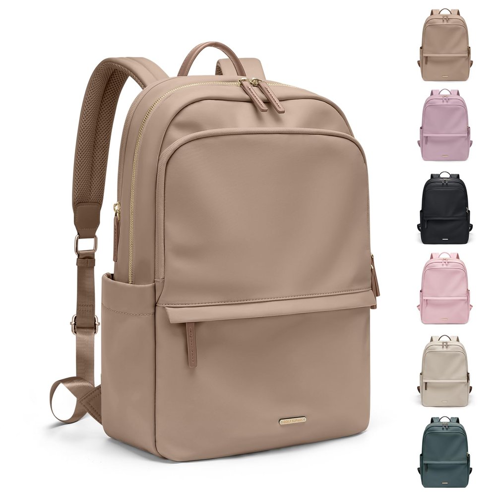 GOLF SUPAGS Women Laptop Backpack Casual Daypack for Work Travel College Backpack Purse Fits 14 Inch Notebook (Champagne)