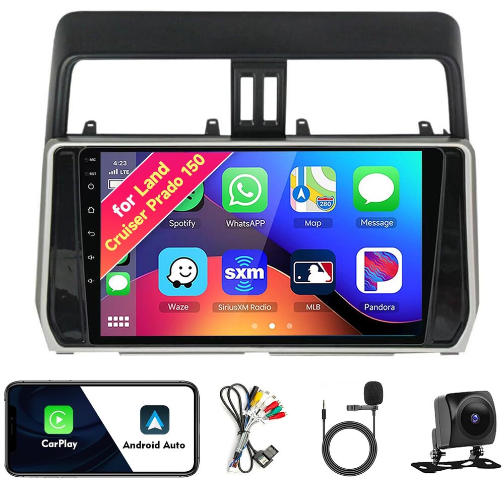 Car Radio Stereo for Toyota Land Cruiser Prado 150 2017 2018, Android 13, 10.1" IPS Touch Screen Upgrade Dash Kit with CarPlay & Android Auto, GPS Navigation DSP SWC 5G WiFi Camera 4CORE 2+64GB