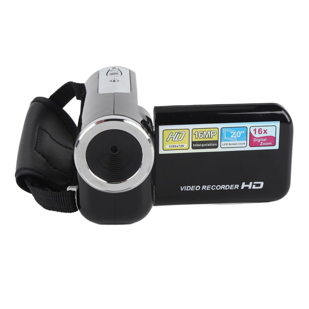 Pomya DV Camcorder, 1080P Video Camera, 16MP, 16X Digital Zoom, 2 Inch Screen, Supports Selfie Mode, Video Pause, Loop Recording, time Watermark (Black)