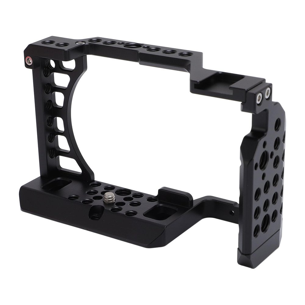 Camera Cage, Aluminum Alloy Video Camera Cage Rig Film Movie Making Camera Video Cage Stabilizer with Handle and 1/4 3/8 Screw Cold Shoe Mount for A6000 6300 6400 DSLR Camera