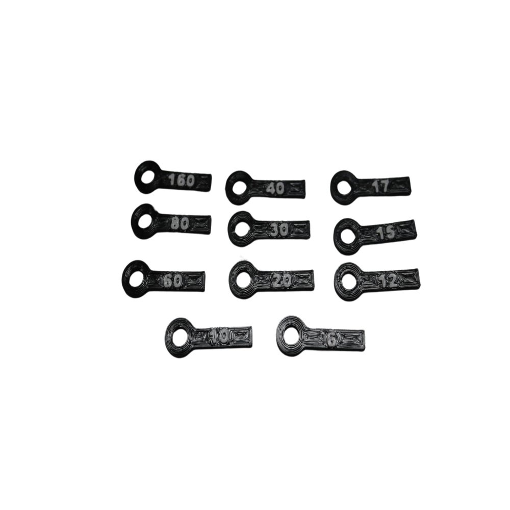 CQ Swag Antenna Band Markers Set of 11 for Wire Antennas | 6m, 10m, 12m, 15m, 17m, 20m, 30m, 40m, 60m, 80m, 160m | Weather-Resistant PETG | Ham Radio Antenna Tuning Aids