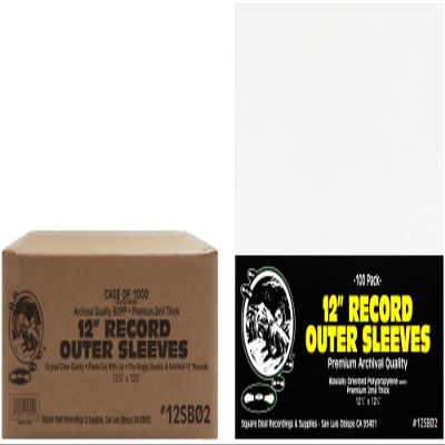 (1000-Pack) Premium 12" LP Record Outer Sleeves 2 Mil BOPP Crystal Clear, Flush Cut, Archival Quality Protection for Vinyl Albums