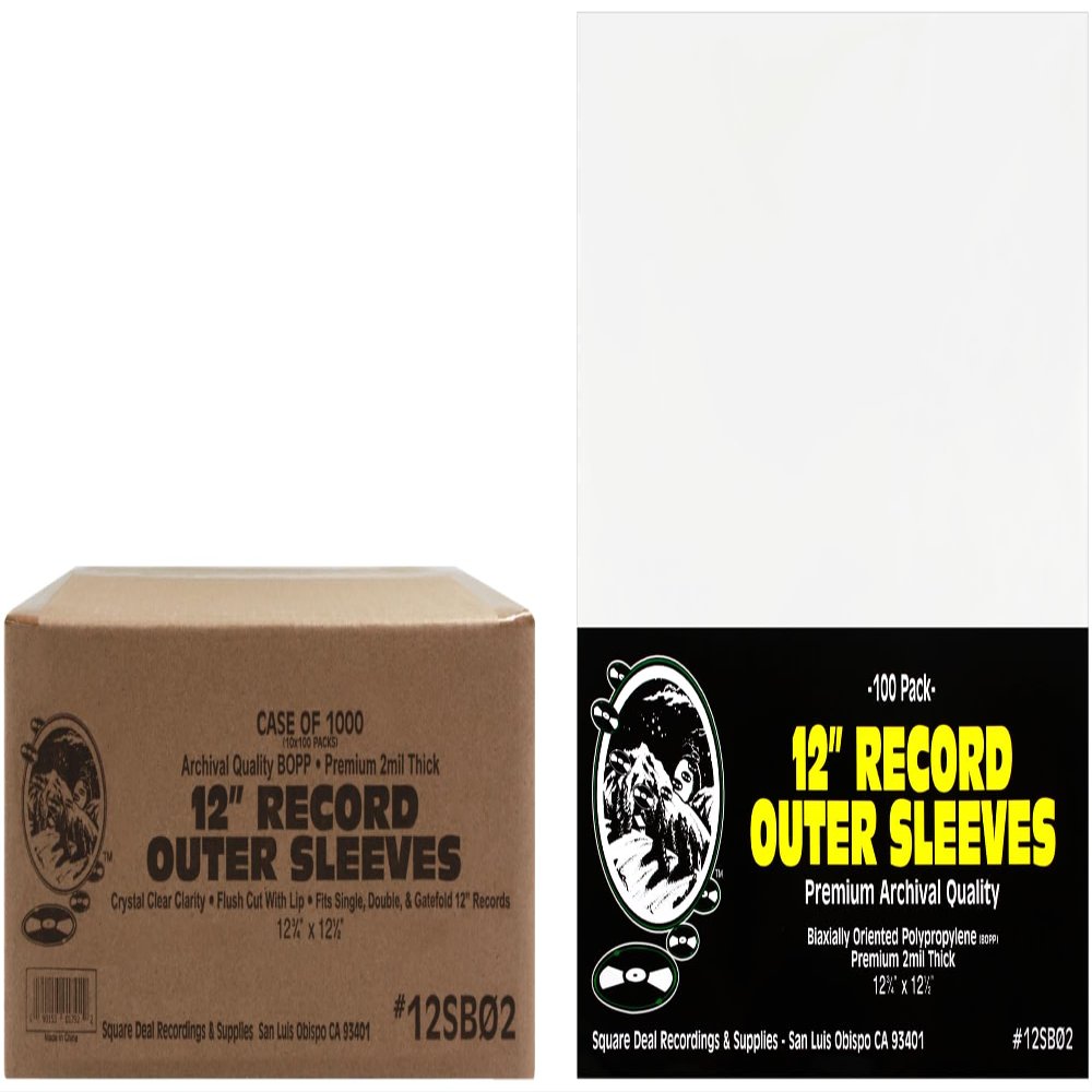 (1000-Pack) Premium 12" LP Record Outer Sleeves 2 Mil BOPP Crystal Clear, Flush Cut, Archival Quality Protection for Vinyl Albums