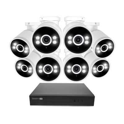 Swann AdvancedX Wired NVR 4K Security Camera System, 8 Channels, 8 PoE Cameras Outdoor, 1TB HDD Storage, Color Night Vision, Smart AI Video Analytics/Alerts, Advanced Motion Detection, 24/7 Recording
