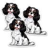 3.5" Tricolor Cavalier King Charles Spaniel Dog Sticker 3 Pack - Black, Brown, & White Cavaliers Puppy Dogs Vinyl Decal Stickers Waterproof Decals (3) view 1