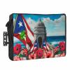 4th of July Outdoor TV Cover 32 Inch Puerto Rico Flag TV Enclosure Independence Day Frog Star Red Floral TV Covers for Outside July 4th Holiday TV Display Screen Protector with Remote Control Pocket view 1