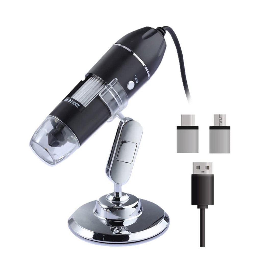 Lab Microscope Accessories 1600X 1000X 500X 3 in 1 Type-C Handheld Portable Digital Microscope(500X)