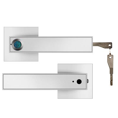 DUYHBAWRS-007 Electronic Smart Lock Semiconductor Fingerprint Handle Key Lock Unlock Door Detect for Home Office(White-Fruit peach5)