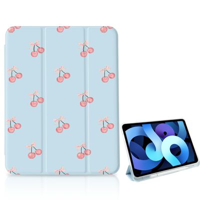 Cute Pink Cherry Bow for iPad Pro Case 13 Inch (M5 2025/ M4 2024,8th/7th Gen),[Pencil Holder+Auto Sleep/Wake],Slim Stand Soft Leather TPU Back Smart Cover,Blue