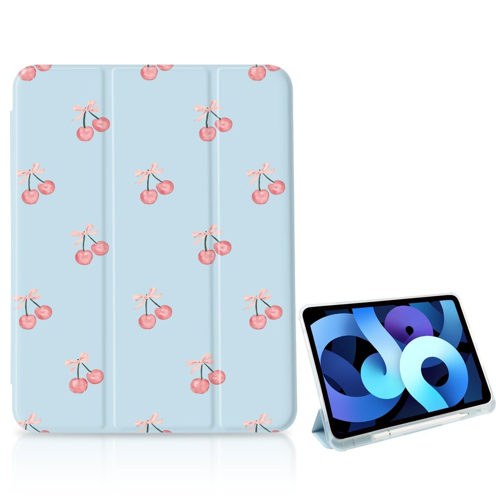 Cute Pink Cherry Bow for iPad Pro Case 13 Inch (M5 2025/ M4 2024,8th/7th Gen),[Pencil Holder+Auto Sleep/Wake],Slim Stand Soft Leather TPU Back Smart Cover,Blue
