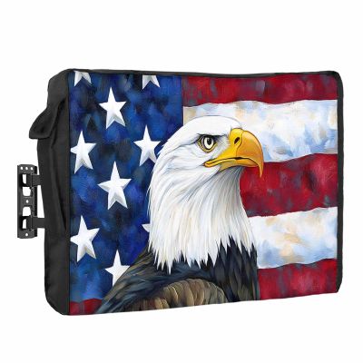 4th of July Outdoor TV Cover 39 Inch Eagle TV Enclosure Independence Day Rustic Retro American Flag TV Covers for Outside Memorial Day Holiday TV Display Screen Protector with Remote Control Pocket