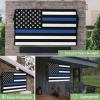 4th of July Outdoor TV Cover 65 Inch Blue Line USA Flag TV Enclosure Independence Day American Police Law Enforcement TV Covers for Outside TV Display Screen Protector with Remote Control Pocket view 2