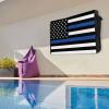 4th of July Outdoor TV Cover 65 Inch Blue Line USA Flag TV Enclosure Independence Day American Police Law Enforcement TV Covers for Outside TV Display Screen Protector with Remote Control Pocket view 3