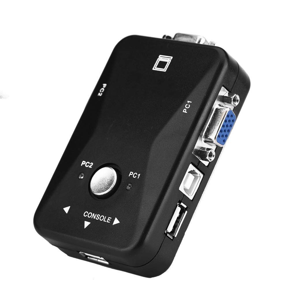 2 Port KVM Switcher, VGA Manual Switch Box, Video Sharing Adapter 1920X1440, Support Games, Plug and Play, with Mouse, for DOS, (2 People)