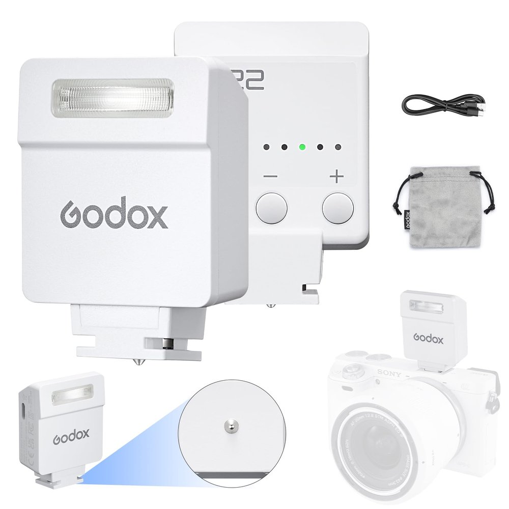Godox iM22 Mini Flash 5 Power Levels 440 Full-Power IM 22 Small Camera Flashes Speedlite for Canon/Fuji/Sony zve10/Sony zv1/Nikon/Panasonic Olympus Pentax/3S Recycle (Godox iM22 White)