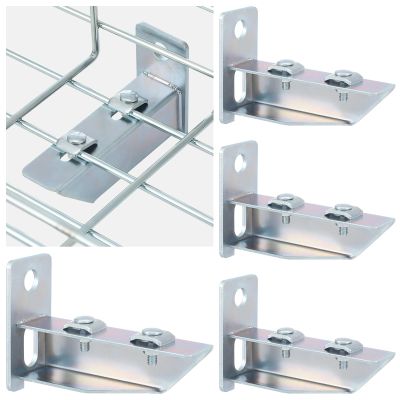 Zonon 4 Pcs Wire Mesh Cable Tray Bracket T-Shaped Zinc Plated Silver Steel Bracket Kit for Cable Mesh Tray, Wall Mount, 100mm