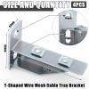 Zonon 4 Pcs Wire Mesh Cable Tray Bracket T-Shaped Zinc Plated Silver Steel Bracket Kit for Cable Mesh Tray, Wall Mount, 100mm view 2