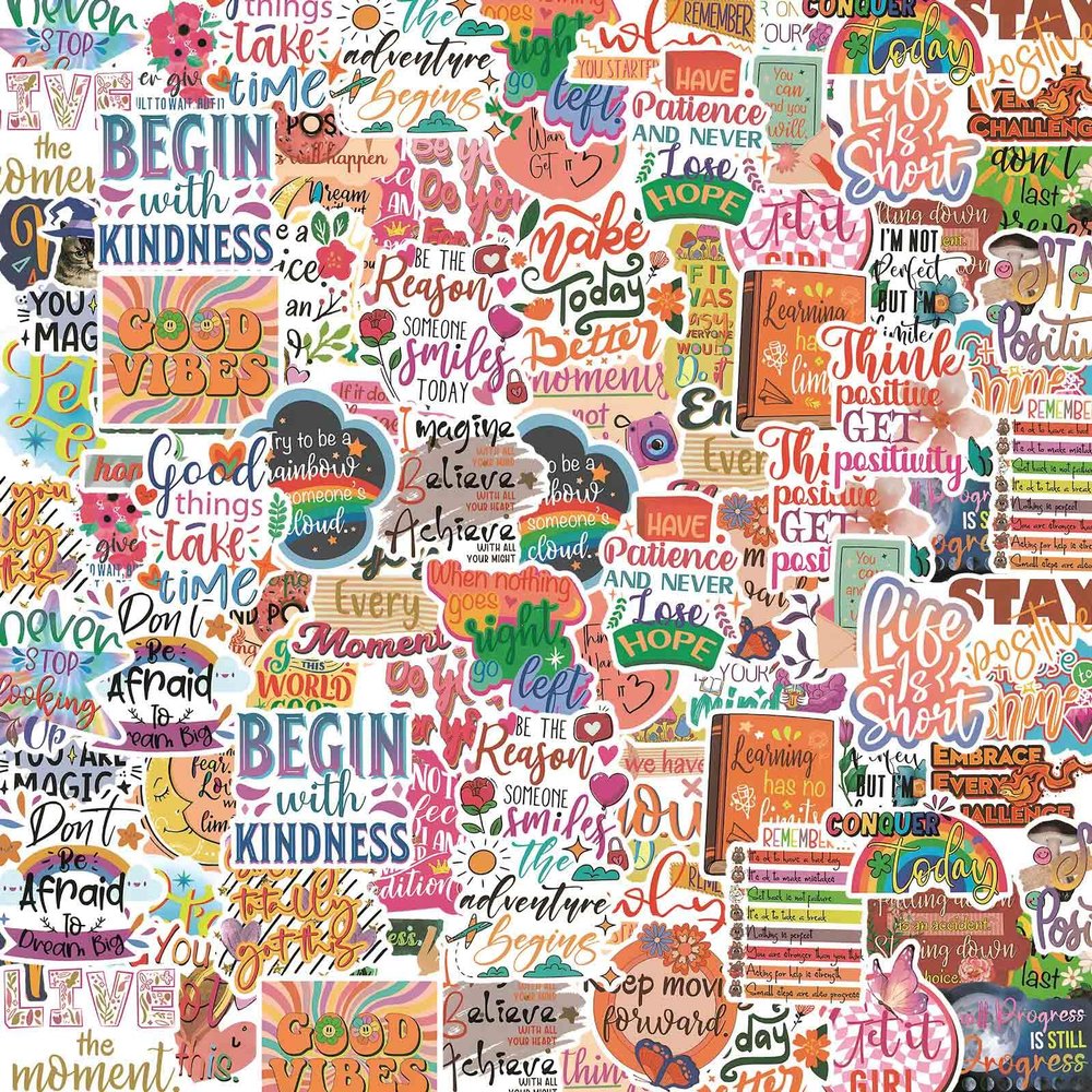 100PCS Motivational Stickers, Inspirational Words Sticker for Adults Teens, Vision Board Positive Affirmation Sticker, Water Bottle Laptop Journaling Reward Stickers for Teachers Students